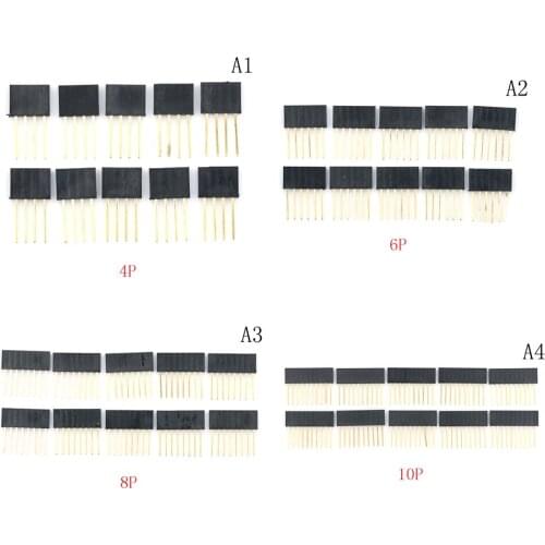 10pcs/lot 2.54mm 4/6/8/10 Pin Stackable Long Legs Femal Header For Arduino Shield