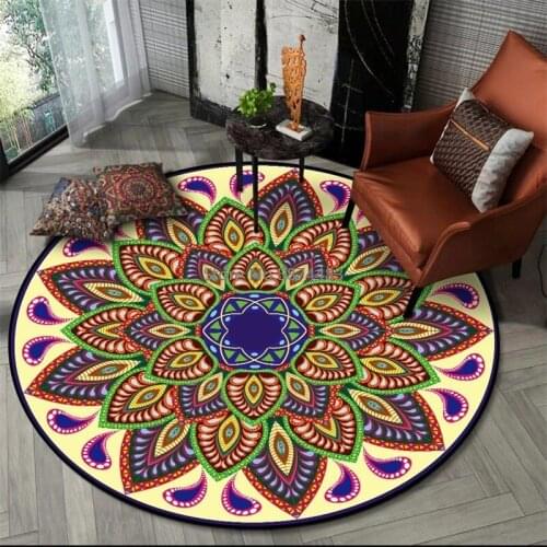 200cm American Retro Mandala Ethnic Style Living Room Bedroom Hanging Basket Chair Round Non-slip Floor Mat Carpet Customization