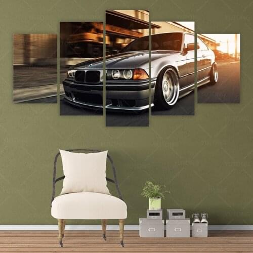 5 Pieces BMW E36 Car Poster Print Painting Sports Car Home Decor Wall Art Prints For Living Room Decoration landscape frame