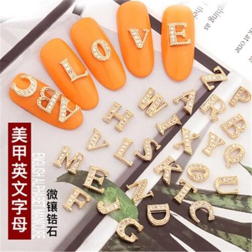 5pcs Luxury Jewelry Manicure Rhinestones A-Z English Letters Zircon 3D Nail Art Decorations Charm Jewelry Manicure Accessories