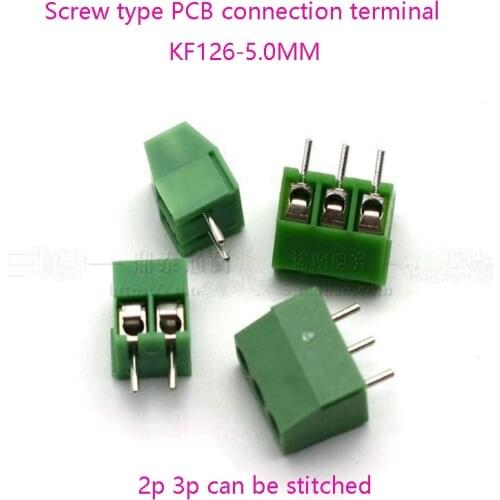500pcs/lot Screw type PCB terminal block MG/KF/GZ 126-5.0MM Copper environmental protection (copper buckle) 2P/3P green