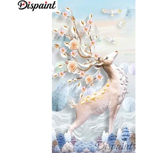 Dispaint Full Square/Round Drill 5D DIY Diamond Painting "Animal deer flower" 3D Embroidery Cross Stitch 5D Decor Gift A22288