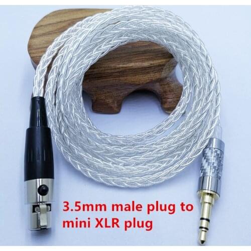 8 Core Silver Audio headphone attached cables 3.5mm stereo plug to mini XLR for AK G Q701, K240S ,K271 ,K702 ,K141 ,K171, K712