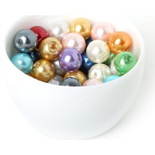 85pcs/lot 10mm Clothing Accessories Round Glass Spacer Pearl Beads for Jewelry Making DIY Crafts Sewing Decoration Art