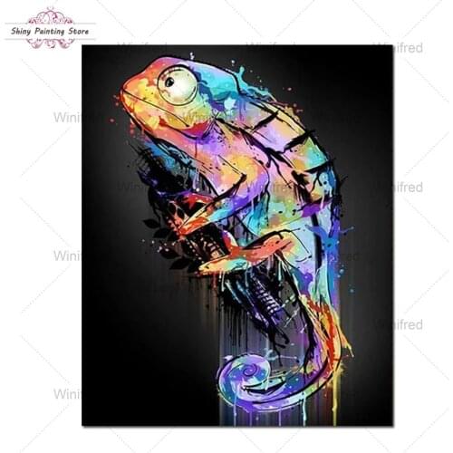 5D DIY Diamond Painting Abstract Colorful Animal Chameleon Full Diamond Embroidery Cross Stitch Kit Home Decor Handmade Gift