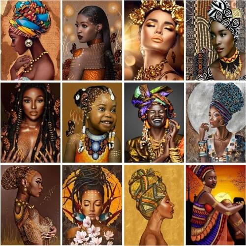 New Product 5d Diy Diamond Painting African Woman Rhinestone Embroidery Cross Stitch Portrait Mosaic Diamond Painting Decoration