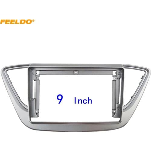 FEELDO Car Audio 9" Big Screen DVD Fascia Frame Adapter For Hyundai Verna Solaris 16-17 2Din Dash Installation Panel Frame Kit