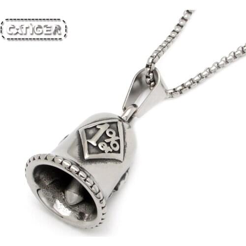 Free Shipping Punk 316L Stainless Steel Silver color Black color One Percent 1% er Skull Biker Bell Pendant Jewelry