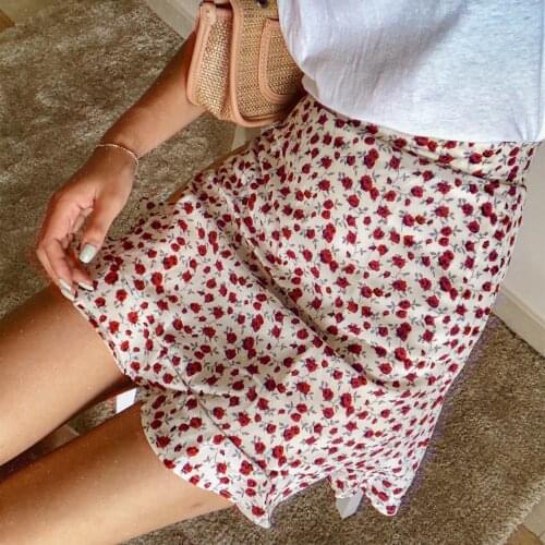 MRMT 2021 Brand Womens Short Skirt Lotus Leaf Side Chiffon Short Skirt for Female A-shaped Skirt High-waist Half-length Skirt