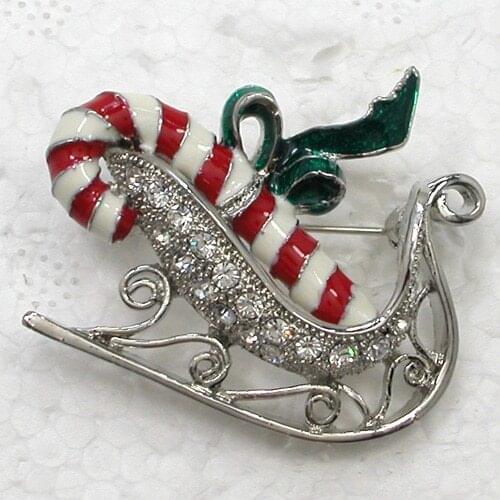 12pcs/lot Wholesale Fashion Brooch Crystal Rhinestone Enamel Christmas stick Pin brooches C102112