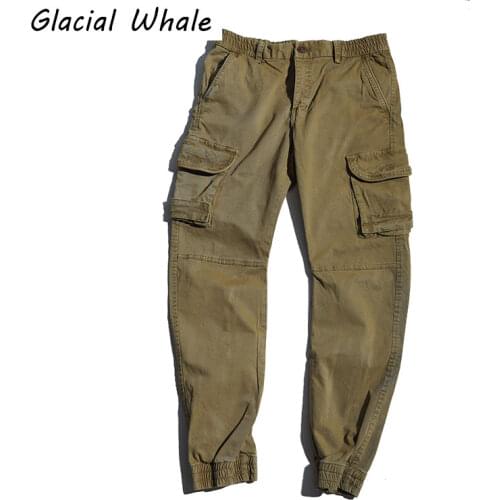 GlacialWhale Mens Cargo Pants Men Vintage Multi-pocket Joggers Male Hip Hop Japanese Streetwear Trousers Jogging Pants For Men