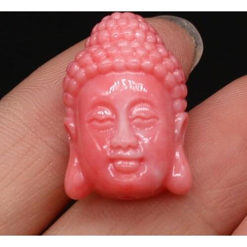 10Pcs Fashion Buddha Head Loose Beads Artificial Coral Beads Charms for Jewelry Making DIY Necklace Bracelet Accessories Gift