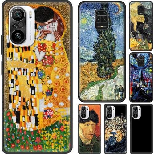 Van Gogh Flower Starry Night Cellphone Case For Redmi Note 10 pro max Cover Balck Shell for Redmi Note 9 8 pro 7 9s 9T 8T Coque