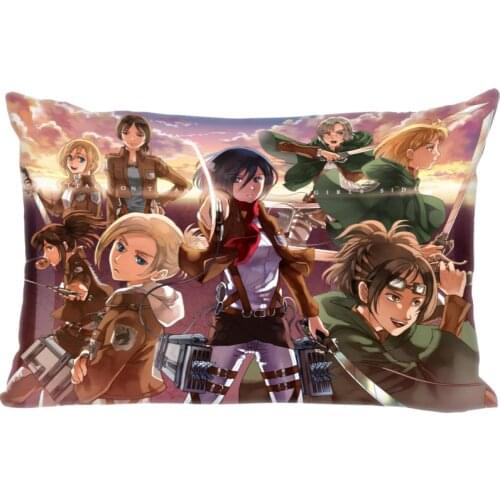 Anime Attack On Titan Pillow Cover Bedroom Home Office Decorative Pillowcase Rectangle Zipper Pillow Cases Satin Fabric A12.21