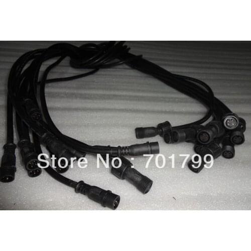 BLACK 1.5m(5feet) 4 core waterproof extension cable,one end with male,the other end with female,male connectors diameter:13.5mm