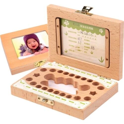 Simple Style Wooden Childrens Photo Frame Deciduous Tooth Preservation Box Baby Newborn Teeth Collection Growth Memorial Box