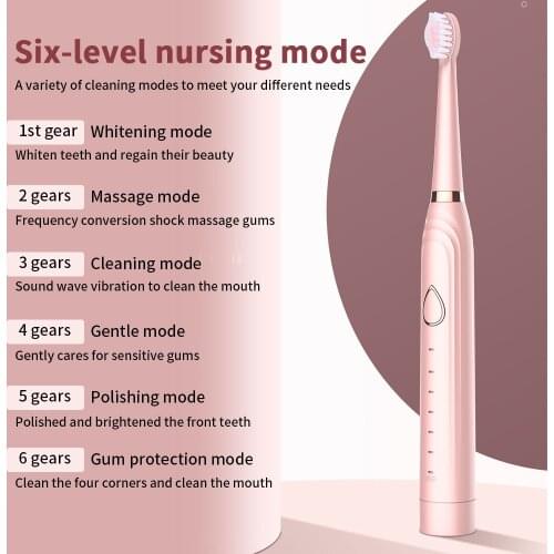 Electric toothbrush soft hair 6 6 adult USB charging ultrasonic vibration electric toothbrush