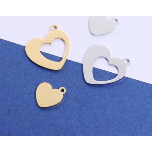 Fnixtar 10Pairs Mirror Polish Stainless Steel Heart Charms For DIY Making Necklace Bracelets Keychain Womens Lovers Jewelry