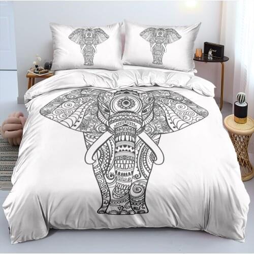 3D Custom Elephant Bedclothes Duvet Covers Set Comforter Cover Pillow Shames Sets Full King Queen Double Size White Home Textile