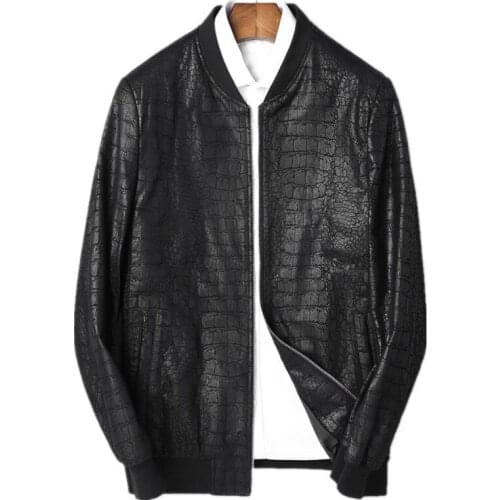 Leather Jacket Men Baseball Jackets Autumn Winter Jacket Men Genuine Sheepskin Coat Plus Size Streetwear LSY088005 MY1674