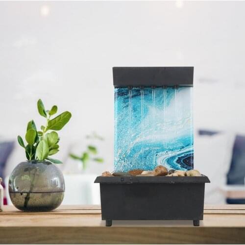 Creative Indoor Tabletop Fountain With Led Light Fengshui Landscaping Desktop Decoration Water Fountain Home Garden Crafts