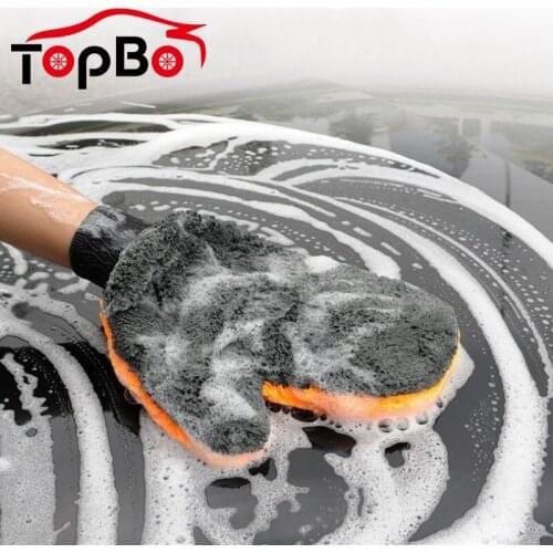 Multifunctional 2 Sided Microfiber Car Washing Glove Cleaning Mitt Short Wool Water Absorption Auto Car Wash Gloves Dust Cleaner