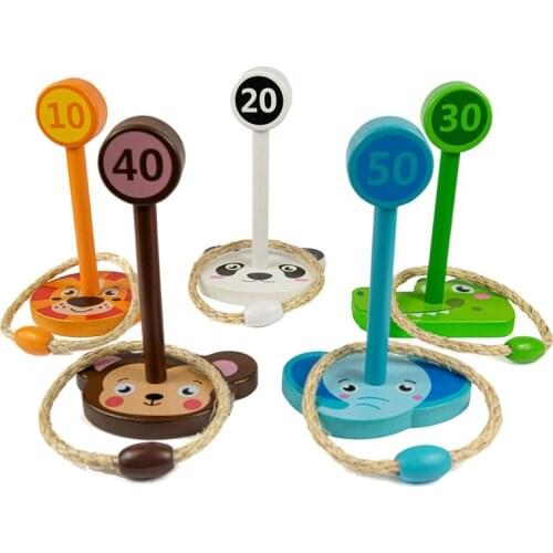Cartoon Animal Throwing Ring Wooden Animal Ferrule Game Animals Ring Toss Game Kids/Children Toys Develo Motor Skills