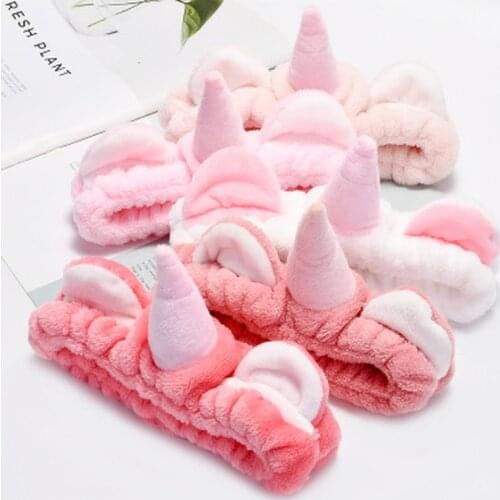 Soft Plush Headband Unicorn Hair Hoop Adorable Unicorn Hair Band Cartoon Headbands for Makeup Shower Face Wash Party Supplies