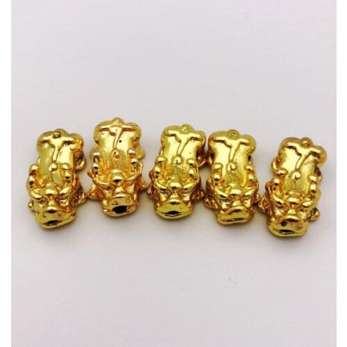 10Pcs Golden Wealth Porsperity Pi Xiu Beads Pi Yao Charm Bracelet Jewelry Making