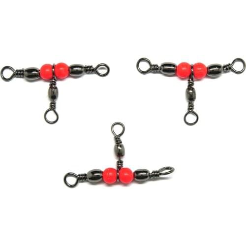 New 20Pcs/lot 3 Way Fishing Rolling Brass Barrel Triple Swivels Bearing Connector Solid Ring Fishing Fishing Tackle Accessory