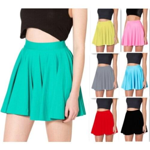New Summer Sexy Girl Cheering Squad Tutu Skater Women Candy Color Mini Pleated Skirt Plus Size