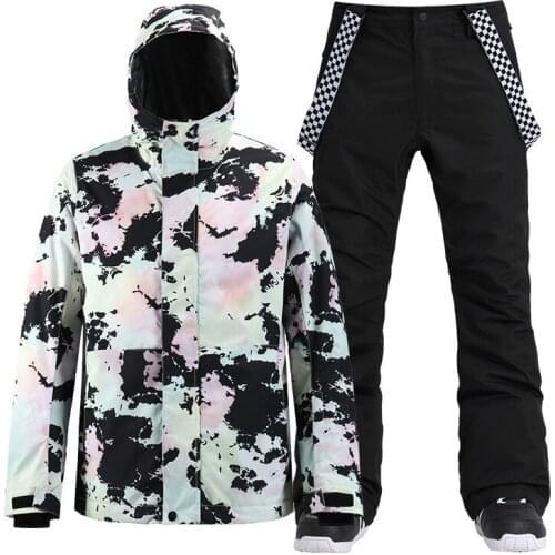 New Mens Waterproof Windproof Ski Suit Suit Outdoor Mountaineering Warm Veneer Double-board Snow Jacket+trousers