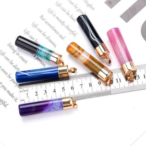 Natural Stone Necklace Pendant Lady Crystal Sweater Chain Cylindrical Pendant Used in Jewelry Making DIY Necklace Accessories