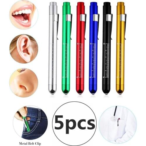 5PCS/Set Portable Pocket Medical Pen Light LED Flashlight For Nurse Ear Mouth Care Inspection Lamp Torch Work Light Flashlights