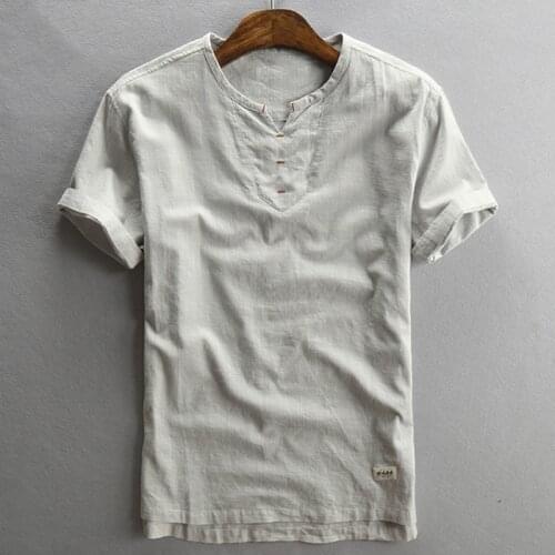 Casual Cotton Short-sleeved Linen Shirts For Men Spring and Summer Retro Chinese Style Mens Shirt Plus Size 5XL Streetwear A735