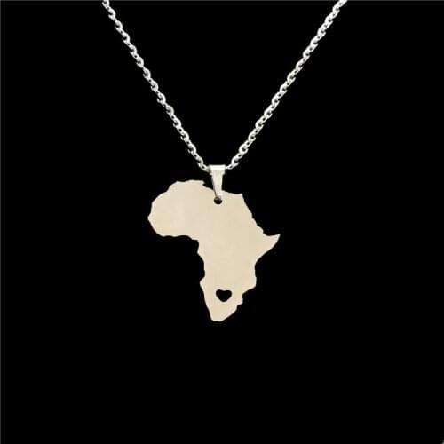 Drop Shipping Fashion Stainless Steel Necklace Africa Map Pendant Necklace African Statement Jewelery Personality Gift