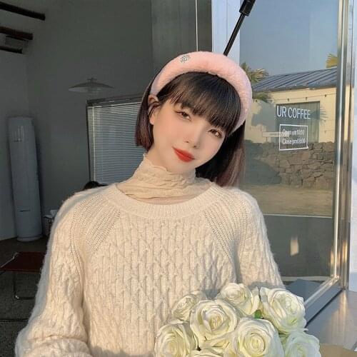 Fluffy Hair Band with Diamond Buckle for Women, Trendy Headband with Wide Brim, Spring Bow Hair Clip Prom Hair Accessories Party