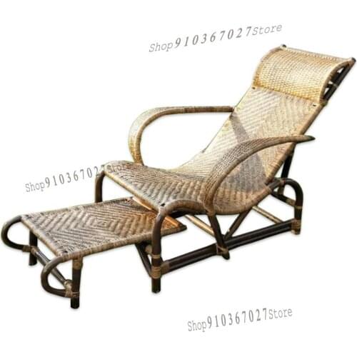 Rattan Art Ge You Lie Old-fashioned Recliner For Elders Hand-woven Home Full Rattan Real Rattan Indonesian Bamboo Rattan Chair