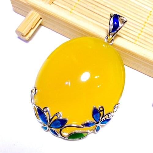 [S925] silver inlaid natural Butterfly Pendant ornaments Shaolan Cloisonne pulp