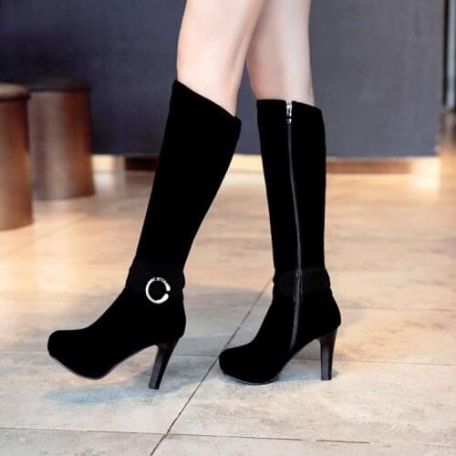 Big Size 11 12 boots women woman winter boots women women shoes botas Metal trim side zipper