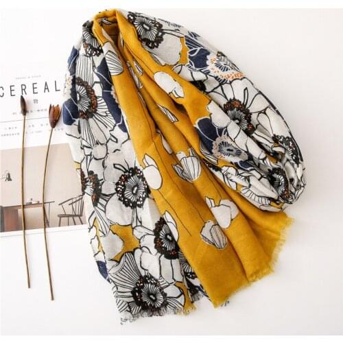 2019 Newest Women Floral pattern Gold Foil Scarf 10pcs/lot