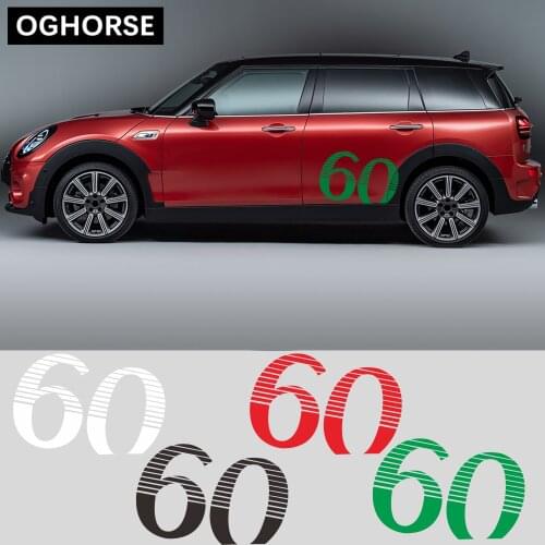 2X 60th Anniversary Reflective Car Door Side Sticker Body Decal For MINI Cooper Clubman F54 R55 Countryman F60 R60 F55 F56 R56