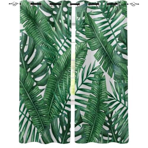 Tropical Jungle Palm Leaf Green Plant Curtain For Kitchen Living Room Bedroom Curtains Home Decoration Window Treatments Drapes