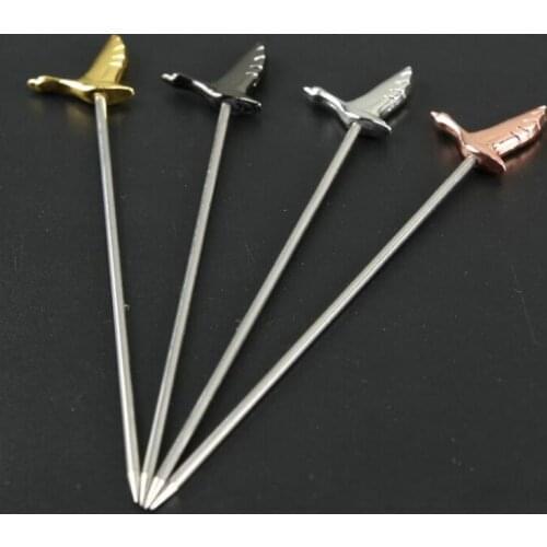 High quality stainless steel martini cocktail needle wine cocktail metal bar tool sets birds decoration olive needle