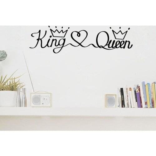 WJWY Romantic King Queen Phrase Wall Sticker Vinyl Bedroom Art Murals Baby Room Wall Decoration Home Decor