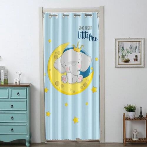 BylLlFir Door Curtains Cartoon Animal Cute Elephant Funny Pattern Kids Bedroom Home Entrance Decor Curtain