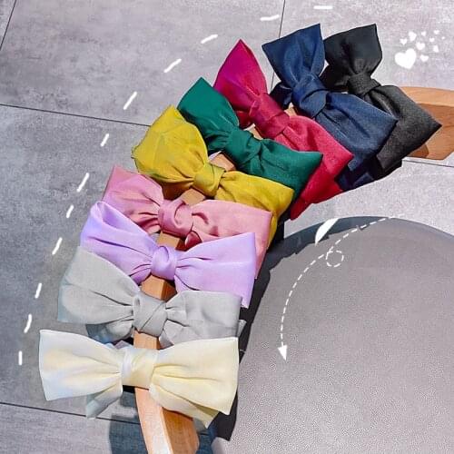 Womens Pink Blue Bow Headband Simple All-match Headband Hair Accessory Princess Korean Summer Autumn Clips Barrette