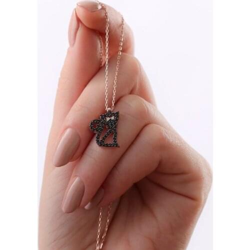 925 sterling Silver Black Cat Necklace Hand Making