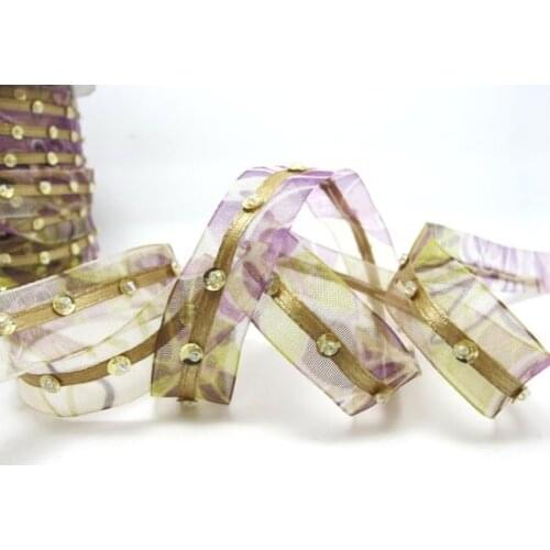 2 Yards 1 Inch Transparent Chiffon Ribbon with Turquoise Blue Rosette Chenille Trim|Hair Accessories Craft Supplies|Bow Making