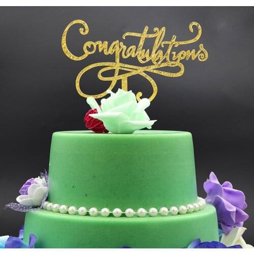 2019 Congratulations Acrylic Cake Topper Glitter Gold Cupcake Topper For Graduation Wedding Birthday Party Cake Decorations